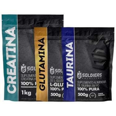 Imagem de Soldiers Nutrition, Kit: Creatina Monohidratada 1Kg + Glutamina 500g + Taurina 500g - 100% Pura Importada - Soldiers Nutrition