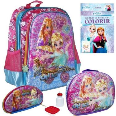 Imagem de Kit Mochila Costas Princess G Escolar Infantil L Frozen-Feminino