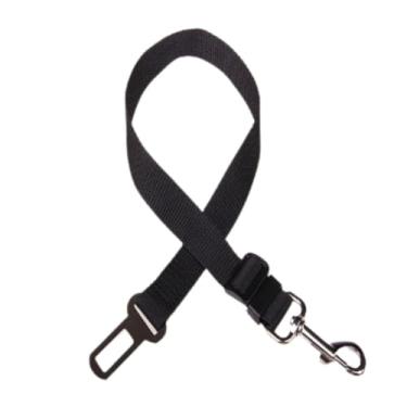 Imagem de Cinto de Segurança Universal para Cachorro Gato Pet Ajustável com Mosquetão Passeio Seguro (Preto)