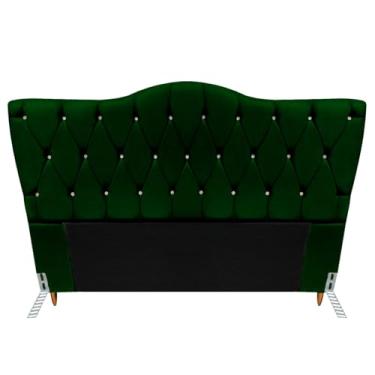 Imagem de Cabeceira De Casal Cama Box Quarto Estofada Barcelona 1,4m (Suede verde musgo)