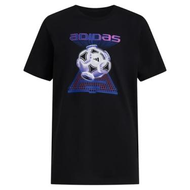 Imagem de adidas Camiseta esportiva de manga curta para meninos, Novo futebol preto, 14-16