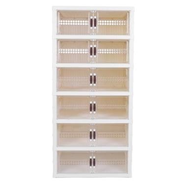 Imagem de Prateleira Dobrável para Sapatos, Caixa de Armazenamento Dobrável Espessa de Várias Camadas Com Porta Magnética para Organizar Roupas de Sapatos, Armário de Sapatos Transparente