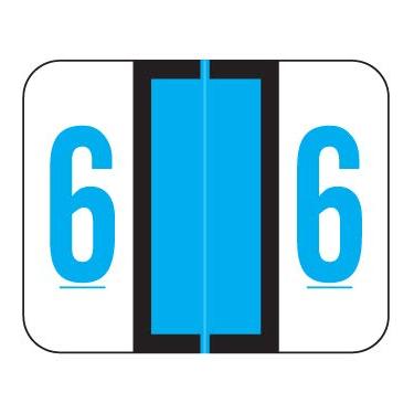 Imagem de Doctor Stuff - File Folder Labels, Number 6, Compatible with SMEAD BCCRN - TPNM Series Chart Stickers, Blue, 1" x 1-1/4", #6, 500/Roll