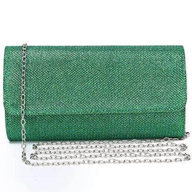 Imagem de Outrip Bolsa feminina para noite, bolsa clutch com glitter, bolsa de mão para festa de casamento com corrente, Verde, Small