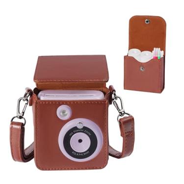 Imagem de Blummy Capa portátil para câmera instantânea ESOXOFFORE com bolsa na mesma cor para cabo USB e lápis de cor (apenas caixa) (marrom)