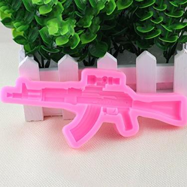 Imagem de Generic Molde de silicone em forma de metralhadora - Molde de gesso aromático em forma de metralhadora - Molde de chocolate em forma de rifle - 1 peça