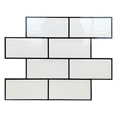 Imagem de Pastilha Adesiva Resinada Metrô White Kit 1m² Rejunte Preto