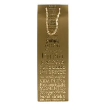 Imagem de Sacola Personalizada para Garrafas de Bebidas, Embalagem para Vinho (Dourado)