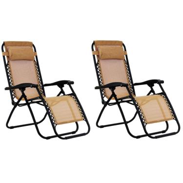 Imagem de  Kit 2 Espreguiçadeiras Dobrável e Reclinável Gravidade Zero