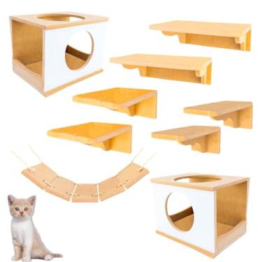 Imagem de Playground Para Gatos 9Pçs Premium Resistente Já Montado Com Kit Fixação (Frente Branca)