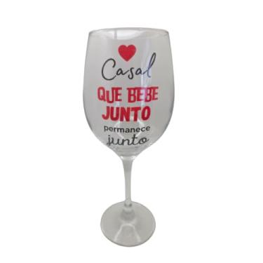 Imagem de META ATACADO, Taça Frase Casal Bebe Junto Amor Personalizada Vinho 490ml