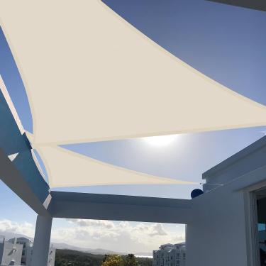 Imagem de SUNNY GUARD Toldo solar 50 x 50 cm x 50 cm triângulo creme de manteiga bloqueador UV para quintal, quintal, terraço, jardim, atividades ao ar livre e instalações (fazemos tamanho personalizado)