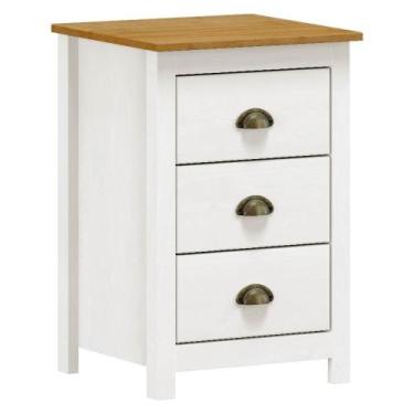 Imagem de Mesa de Cabeceira 3 Gavetas 46cm Estilo Americano Lázio F07 Branco/Car