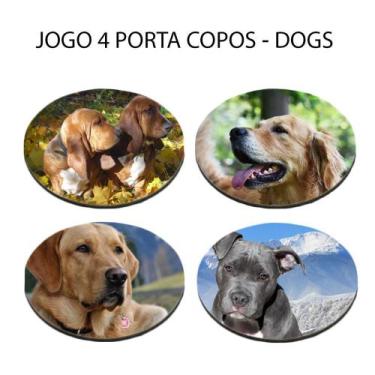 Imagem de Jogo 4 Porta Copos Personalizado Dog Cachorro Linha Pet Redondo - Delu