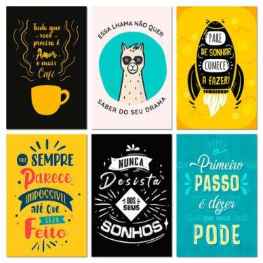 Imagem de Kit 6 Placas Decorativas Frases Motivacionais 20x30 cm Mdf - Art Print