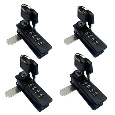 Imagem de Pacote com 4 fechaduras de armário com combinação digital – entrada de senha, trava de câmera para caixa de ferramentas, gavetas, armários escolares com chaves