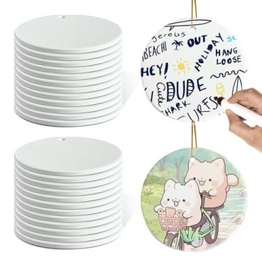 Imagem de Enfeites de cerâmica de sublimação, discos redondos de porcelana, espaços em branco para prensa térmica DIY (25, redondos)