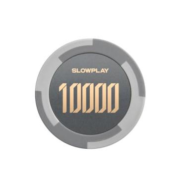 Imagem de SLOWPLAY Godel Clay Poker Chips, composto de argila pesada de 14 gramas, fichas grandes de 40 mm a granel, pacote de 50 com denominação de 10.000