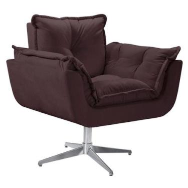 Imagem de Poltrona Opala Giratória Alumínio Suede  - Unidecor, Marrom