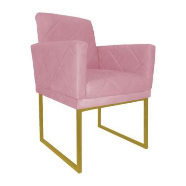 Imagem de Poltrona Decorativa Klara Base Gold Veludo Rosa - Montanaris Decor - M