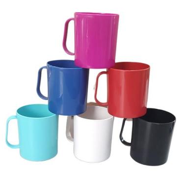 Imagem de Kit 15 Caneca Escolar Leite Suco Água Colorida Caneca Merenda Infantil