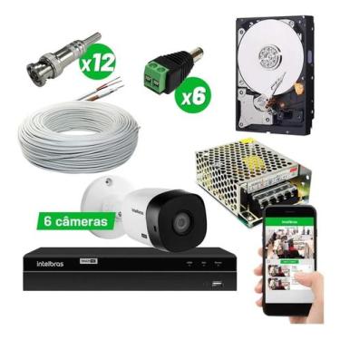 Imagem de Kit Cftv Intelbras 6 Câmeras Vhc 1120b Hd 720p Dvr Mhdx1108