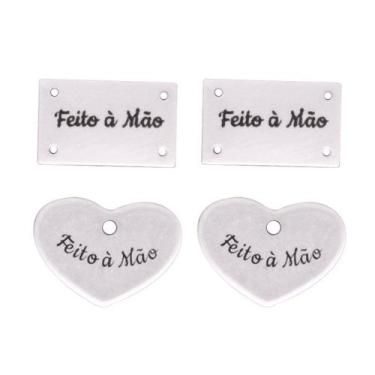 Imagem de Botão Tag Feito à Mão - 4 unidades - We  Care About, Branco