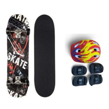 Imagem de Skate Infantil City 79cm 7 Lâminas + Kit Proteção Importway