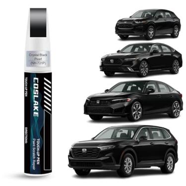 Imagem de COSLAKE Tinta de retoque de carro (pérola preta cristal (NH-731P)) para Honda, kit de reparo de arranhões de pintura de carro, solução rápida e fácil de reparar, caneta removedor de arranhões 2 em 1