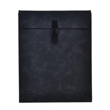 Imagem de QiXin Pasta de arquivo de couro preto, tamanho carta, organizador de arquivos, pasta de documentos importante, organizador de documentos, capa para notebook, pasta de couro para armazenamento de