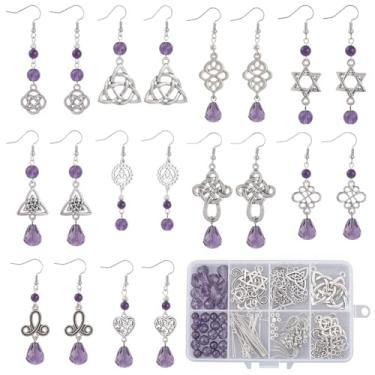 Imagem de SUNNYCLUE 1 caixa faça você mesmo, 10 pares, kit de fabricação de brincos, celtas, nó da trindade, berloques tradicionais irlandeses celtas, pingentes de nó celta, contas espaçadoras de vidro roxo
