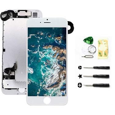 Imagem de ZTR para iPhone 7 Plus 5,5 polegadas, substituição de tela, digitalizador LCD sensível ao toque, conjunto completo de exibição com botão de casa, câmera frontal com sensor de proximidade, alto-falante de orelha e ferramentas de reparo completo, Branco