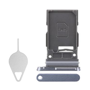 Imagem de BESJMYT Substituição da bandeja do cartão SIM para Samsung Galaxy S24 Plus (versão SIM único) Suporte de slot de bandeja de cartão azul safira adaptador com ejetor de agulha para S24+ Plus SM-S926U