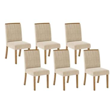 Imagem de Kit 6 Cadeiras de Cozinha Tauá 6 Uni Nature/Linho - Henn
