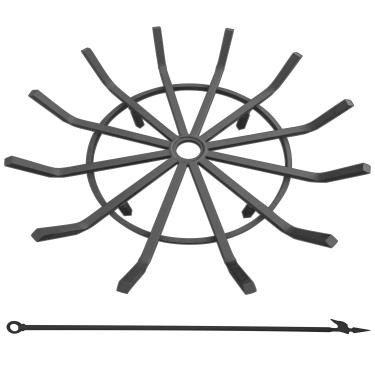 Imagem de Americangaslogs Grelha de toras de ferro forjado lareira redonda roda de vagão aranha lenha serviço pesado 2,3 cm suporte de rack para lareira 4 pernas (61 cm)