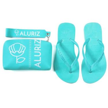 Imagem de Chinelo Feminino com Bolsa Necessaire Aluriz, Azul, 39/40