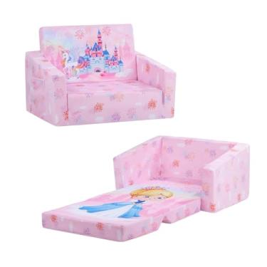 Imagem de decalsweet Sofá infantil dobrável 2 em 1 conversível para espreguiçadeira dobrável para crianças sofá-cama