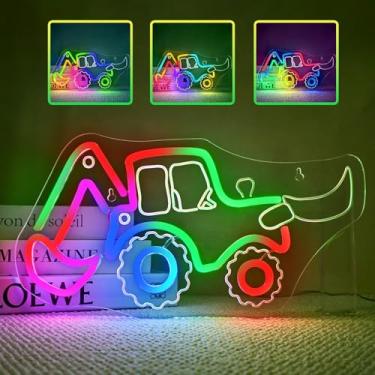 Imagem de JURONG Placa de LED neon para decoração de parede, luz de escavadeira, alimentada por USB, regulável, 5V/2A, 47,5 cm x 42 cm para casa, festa, presente, escritório, quarto, quarto infantil