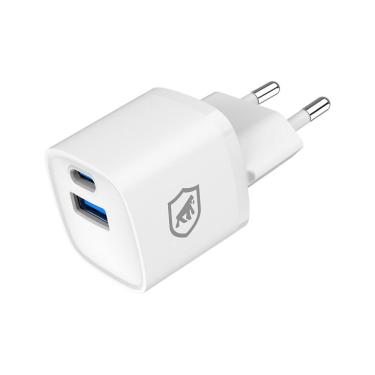 Imagem de Carregador Turbo Gan Ultra Slim Tipo-C + USB-A 20W - Exclusivo Online - Branco - Gshield