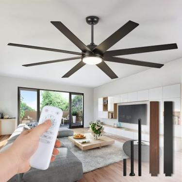 Imagem de Fanbulous 65 Inch Ceiling Fans with Lights and Remote, Black Indoor/Outdoor Ceiling Fan with Quiet Reversible DC Motor, 6 Speeds, 3CCT, 8 Blades Large Ceiling Fan for Living Room Bedroom Pa
