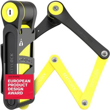 Imagem de Seatylock FoldyLock Cadeado compacto dobrável para bicicleta - Cadeado de bicicleta leve e de alta segurança patenteado premiado - Protetor seguro inteligente antifurto resistente com chaves e estojo