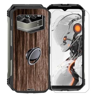 Imagem de KJYFOANI Capa para Doogee V Max Pro, [1 película protetora de vidro temperado], amortecedor de TPU à prova de choque, com suporte de anel de rotação de 360°, capa de telefone para Doogee V Max Pro
