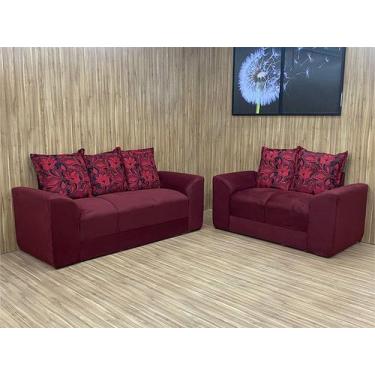 Imagem de Sofá 2 e 3 Lugares Vinho com Floral 600/426 Porto - Alpoim