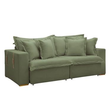 Imagem de Sofá Cama Retrátil E Reclinável Arizona Boucle Verde 2,20m