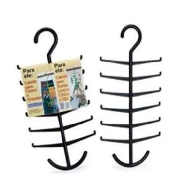 Imagem de Cabide Para Cinto Gravata 14,5X30Cm Plastico Preto - 140797