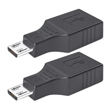 Imagem de Pacote com 2 adaptadores USB 2.0 OTG, conversor micro USB macho para USB A fêmea para telefones/tablets Android, carregamento e transferência de dados (compatível com Samsung Galaxy, LG, PS4)