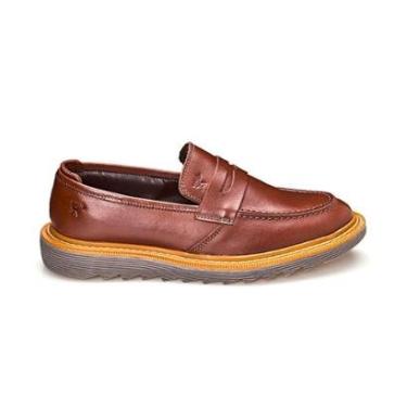 Imagem de Sapato Social Mocassim Masculino Tratorado Loafer Café Couro-Masculino