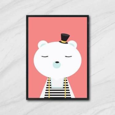 Imagem de Quadro Ursinho De Circo 45X34Cm - Com Vidro Moldura Preta - Quadros On