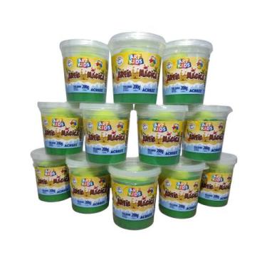 Imagem de Kit 12 Potes Areia Magica Cor Verde 200g Acrilex Art Kids