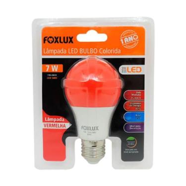 Imagem de Lampada bulbo led colorida 7w bivolt - foxlux, Vermelha, Bivolt